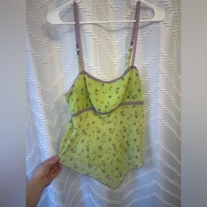 Urban Outfitters Green and Purple Floral Camisole